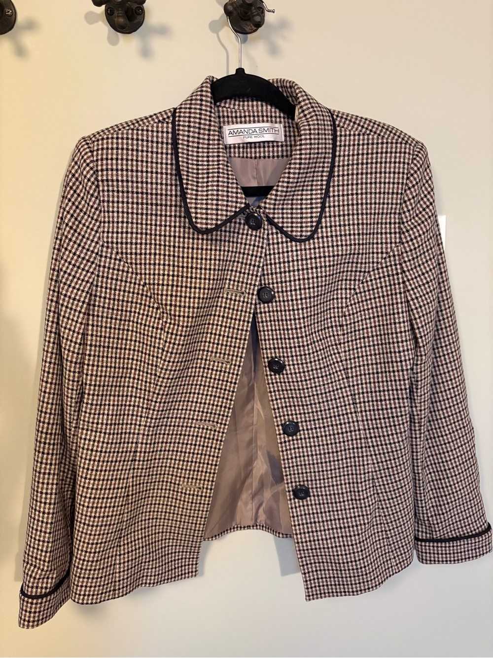 Amanda Smith Brown and Black Houndstooth Button Jacket